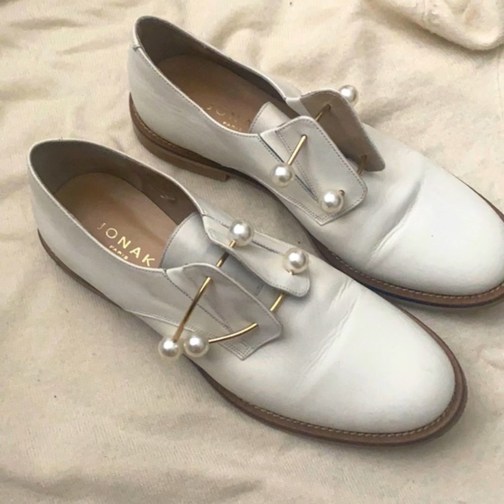 Jonak cream loafers with pearls size 9